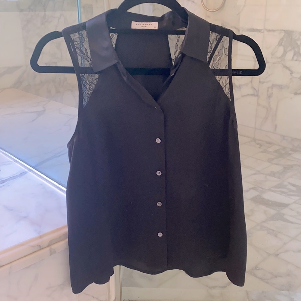 Black silk Equipment Blouse